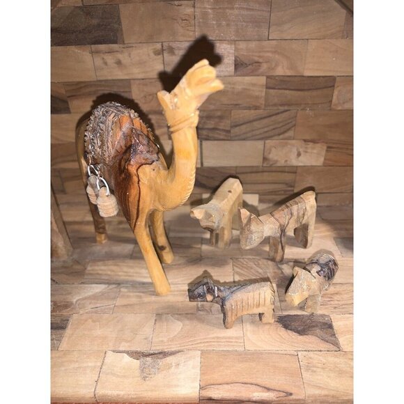 Hand Carved Nativity Set , Olive Wood, 13 Pcs. The Holy Land Bethlehem - Picture 3 of 9